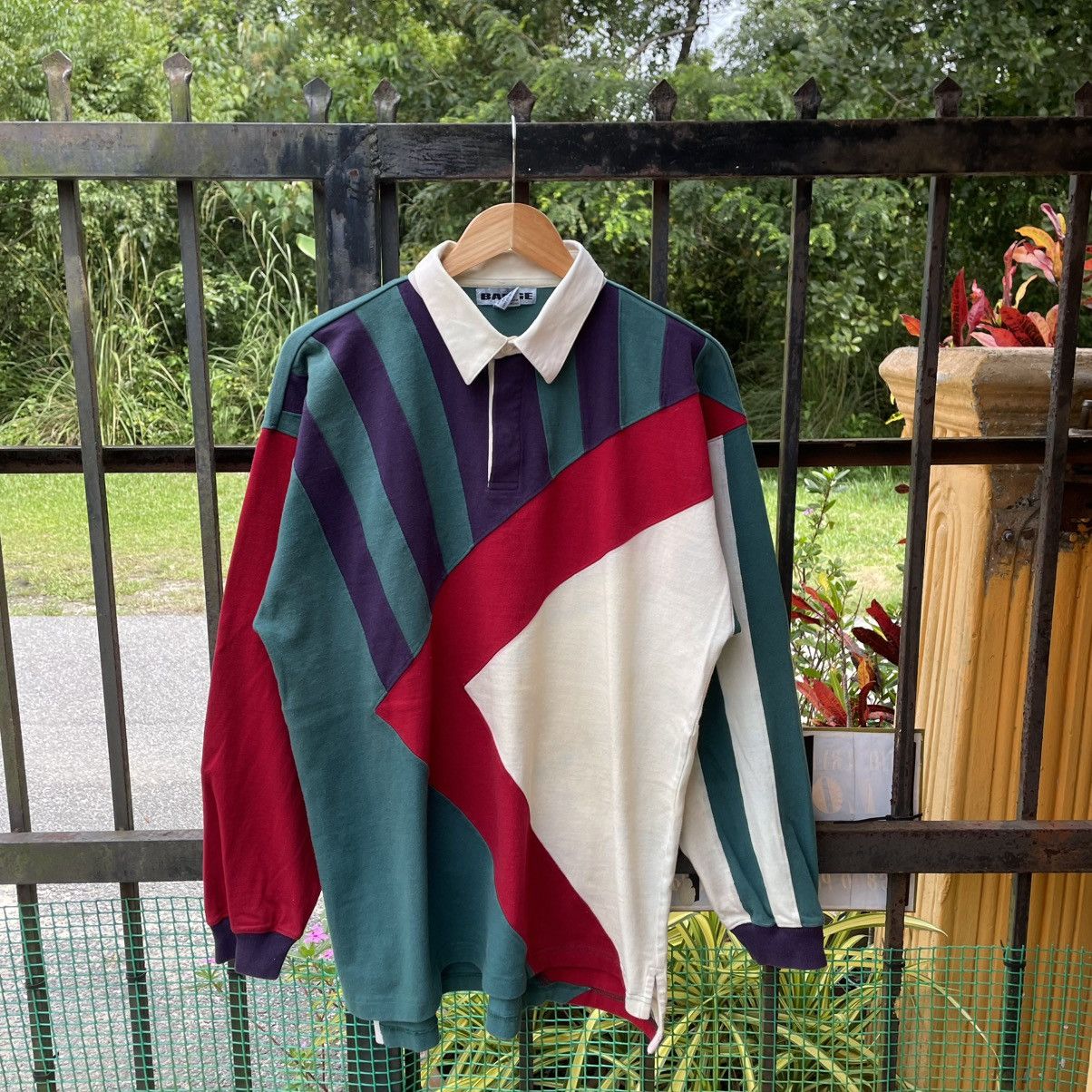 Vintage 🔥Vintage 80s Badge Multicolour Striped Polos Rugby Shirts Size US L / EU 52-54 / 3 - 1 Thumbnail