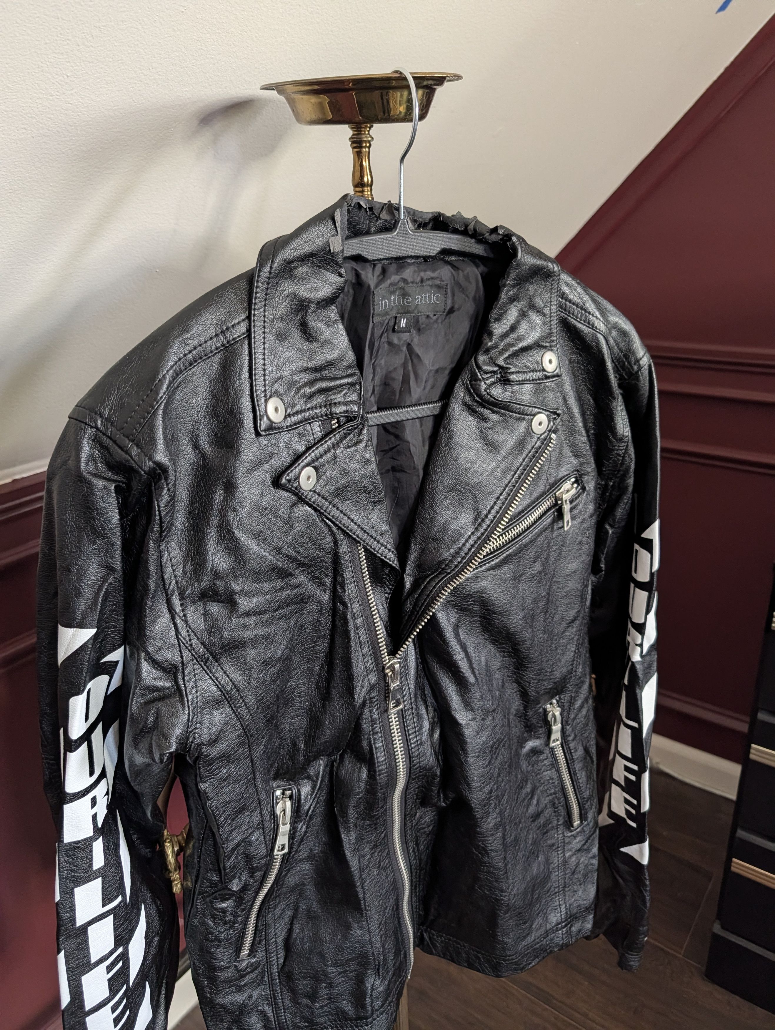 In The Attic Japanese archive graphic black moto faux leather jacket Size US M / EU 48-50 / 2 - 2 Thumbnail