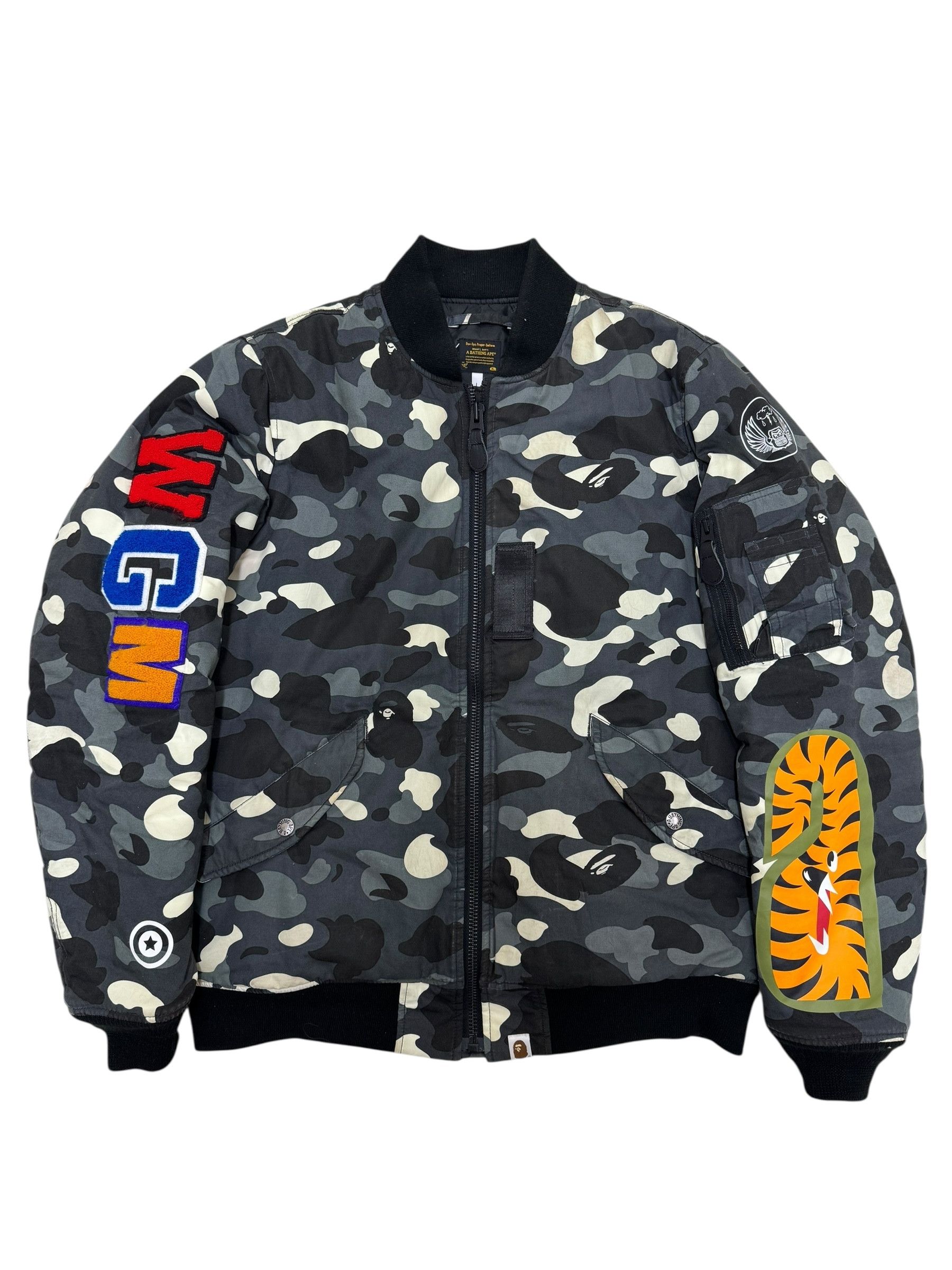 Bape Bape Grey Camo Shark Bomber Jacket Size US L / EU 52-54 / 3 - 1 Thumbnail