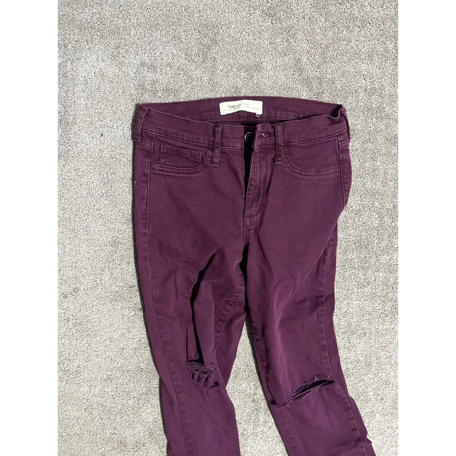 Gap VINTAGE Gap Denim Leggings Women Maroon 25R Denim Stretch Size 25 Women Leggings Maroon 90s Gap Womens Size 42" / US 20 - 2 Thumbnail