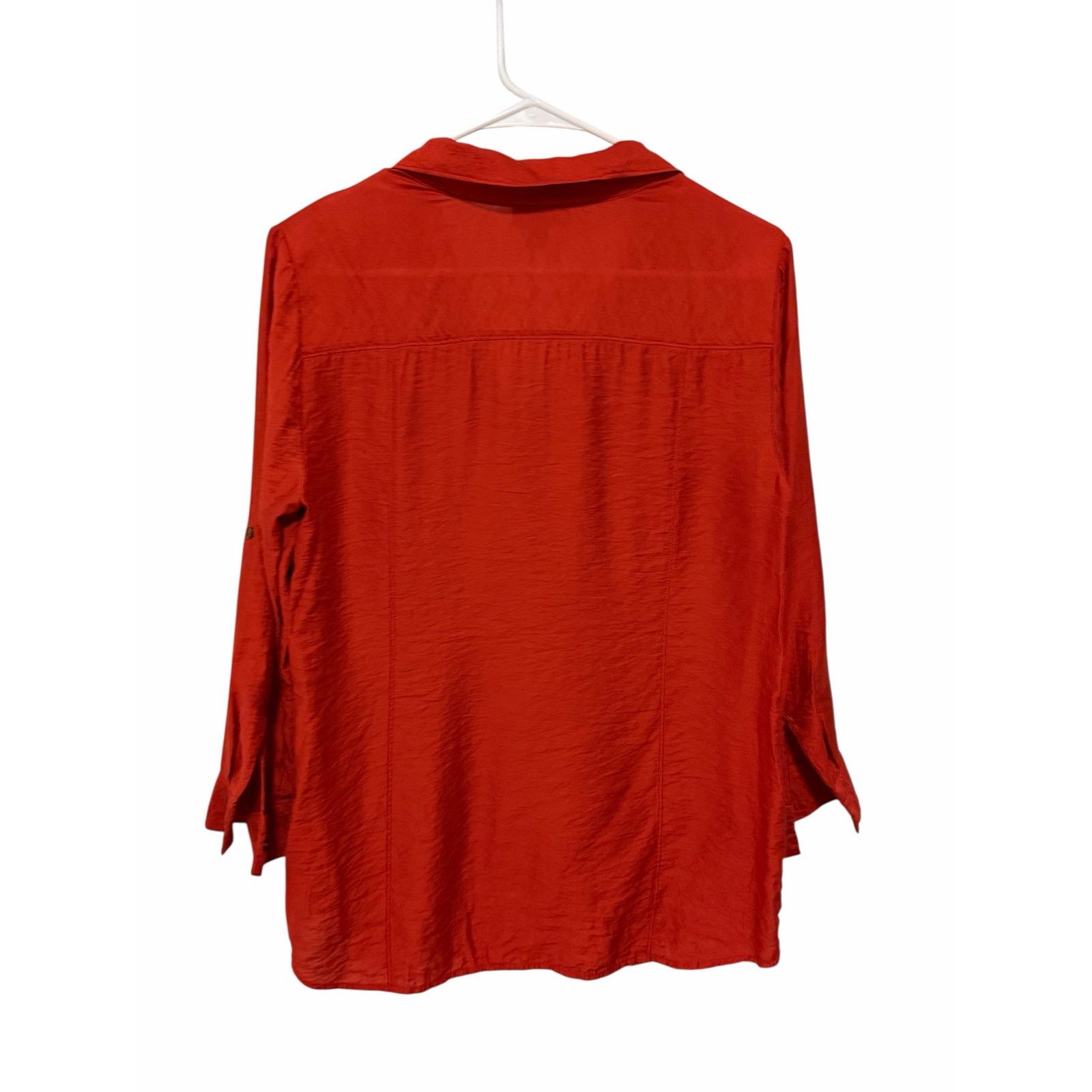 Other Roz & Ali Coral Long Sleeve Button Up Pocket Collared Blouse Size M / US 6-8 / IT 42-44 - 6 Thumbnail