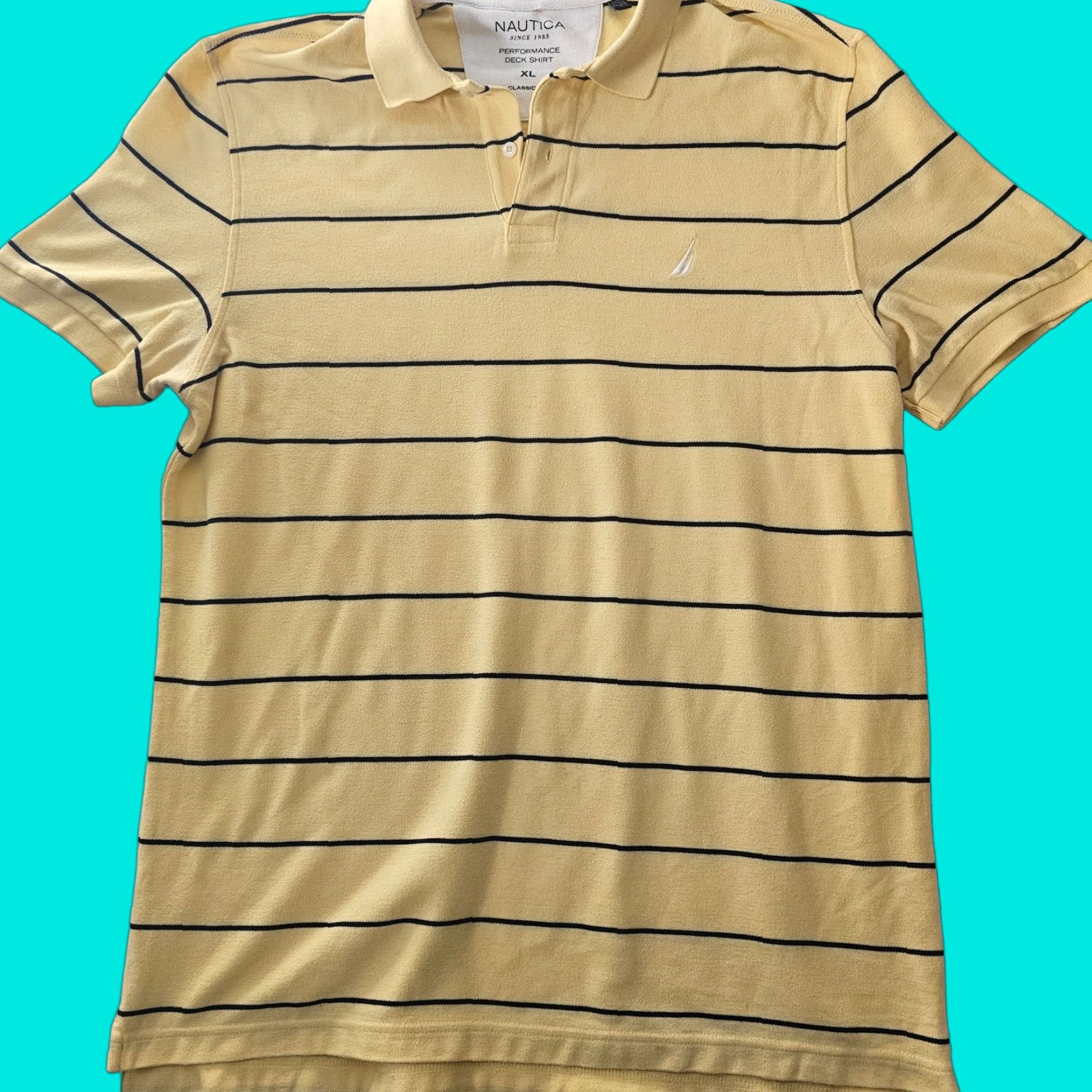 Nautica Nautica Polo Shirt Men's XL Yellow Striped Classic Fit Performance Deck Golf Polo Size US XL / EU 56 / 4 - 1 Thumbnail