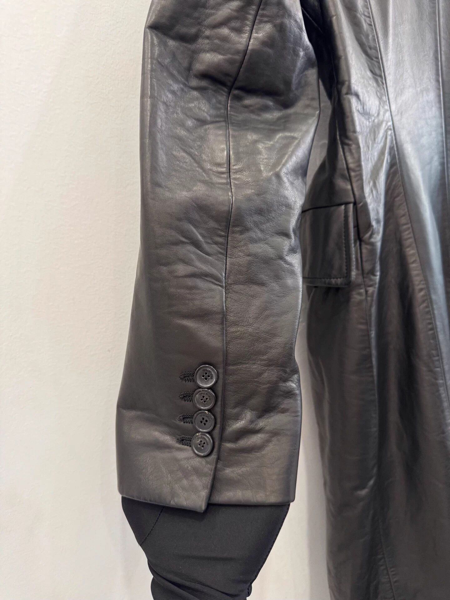 Balenciaga Balenciaga Black Double-Breasted Leather Moto Coat 38 Size XS / US 0-2 / IT 36-38 - 4 Thumbnail