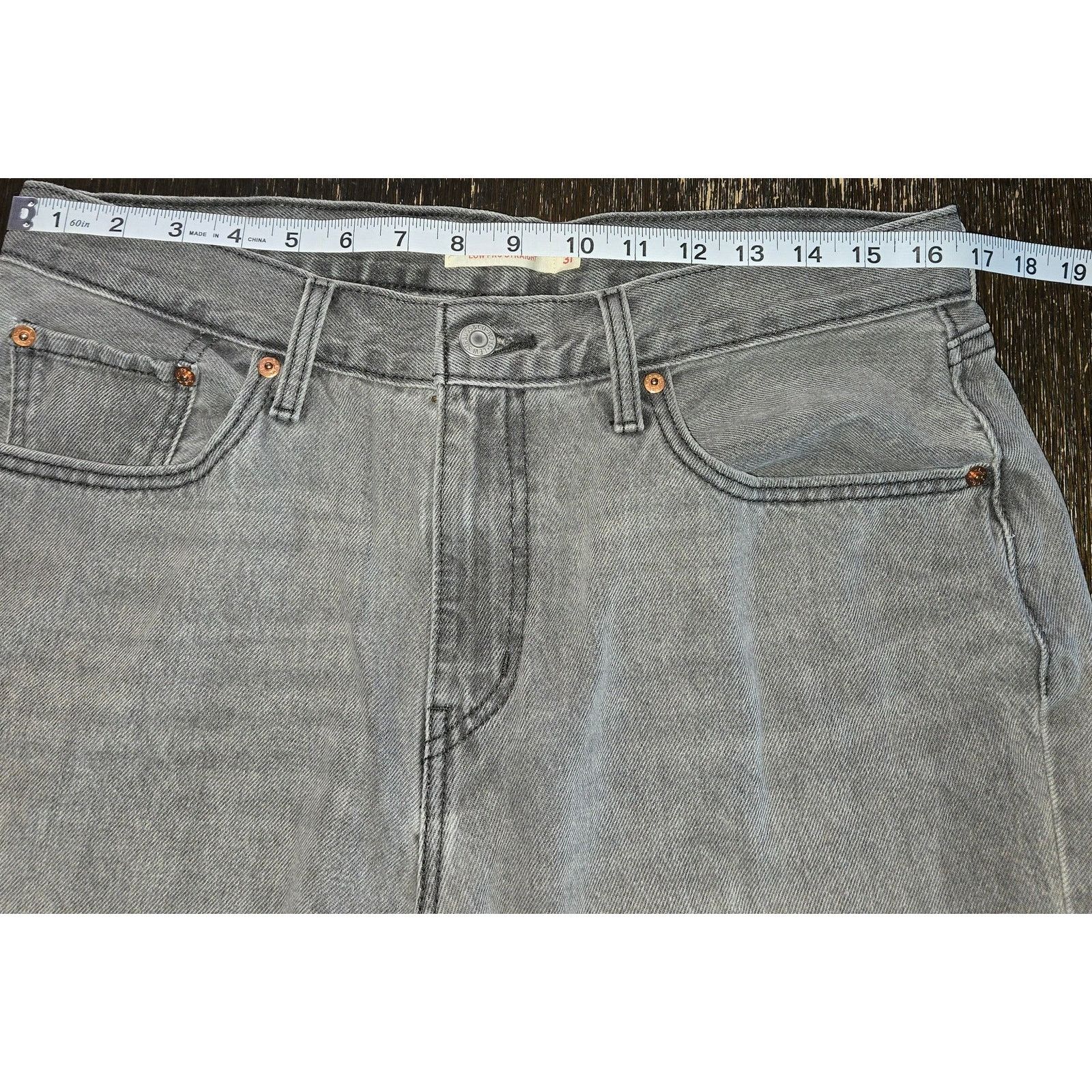 Levi's Levis Jeans 31 Low Pro Straight Leg Gray Splatter Hem Size 31" - 6 Thumbnail