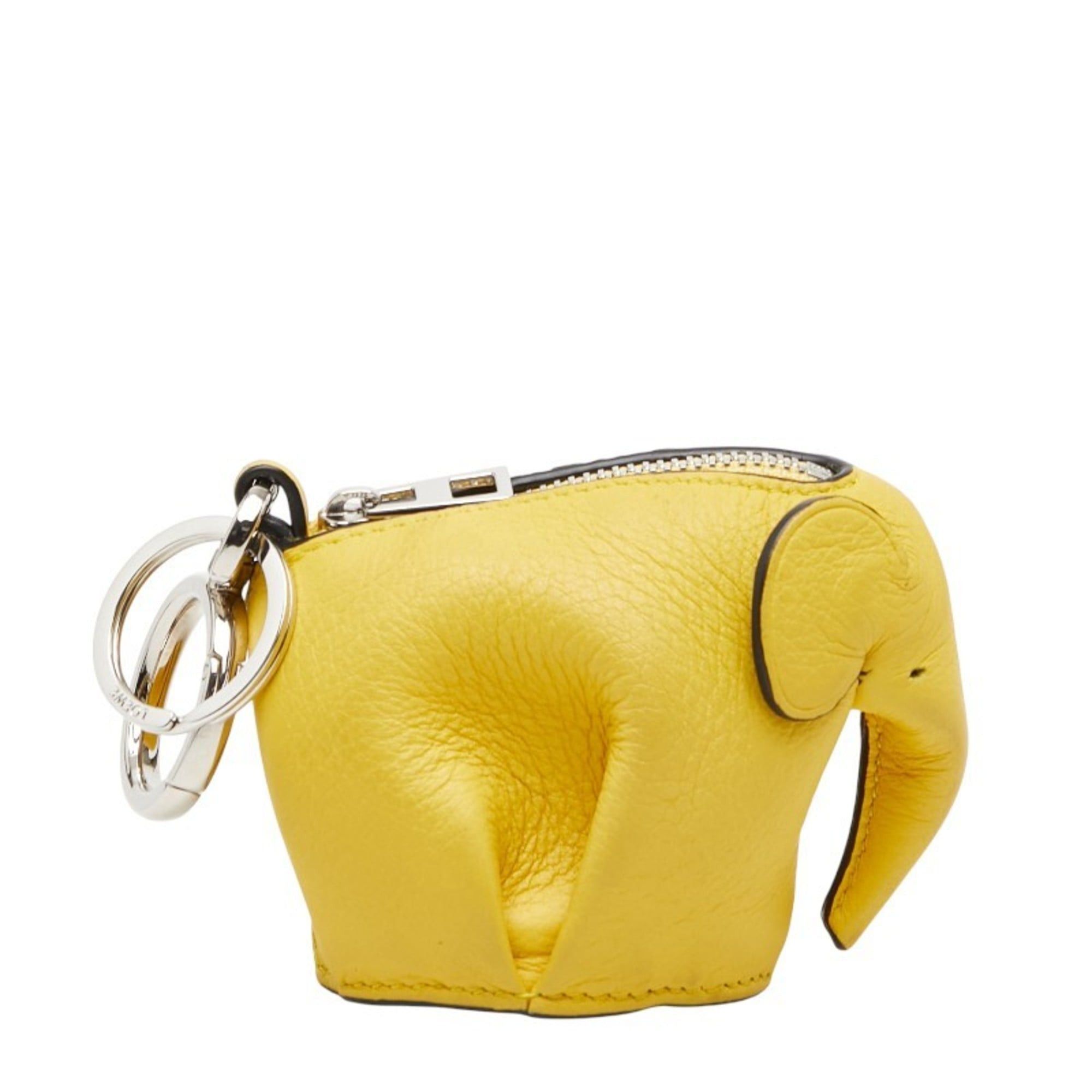 Loewe LOEWE Elephant Wallet/Coin Case Charm Key Ring Yellow Leather Women's Size ONE SIZE - 1 Thumbnail