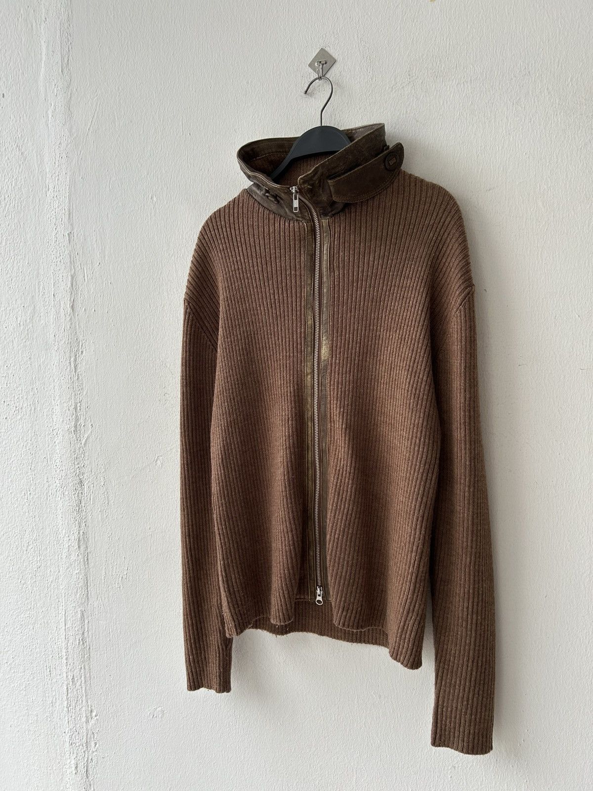 Avirex Knit Brown Leather Zipper
