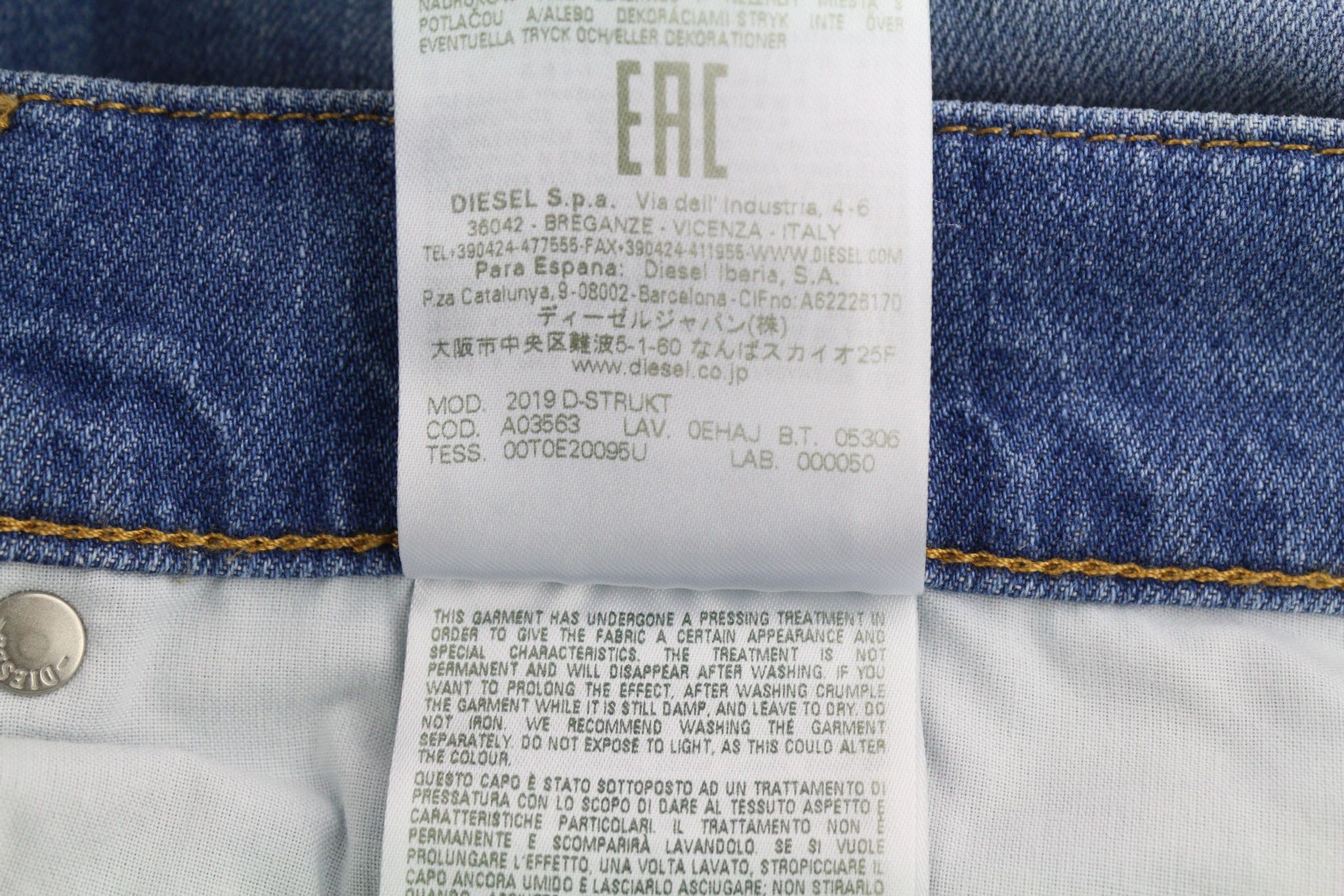 Diesel 2019 D-STRUKT 0EHAJ W40/L34 Slim Blue 40445 Size US 40 / EU 56 - 12 Thumbnail