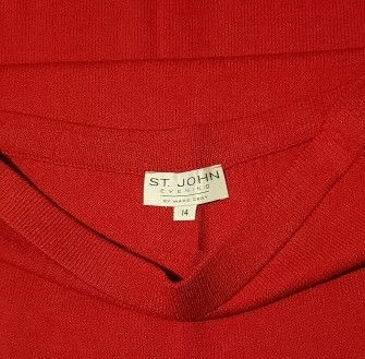 St. John St. John Knit Black Wrap Sweater & Red Pencil Skirt Set Size ONE SIZE - 3 Thumbnail
