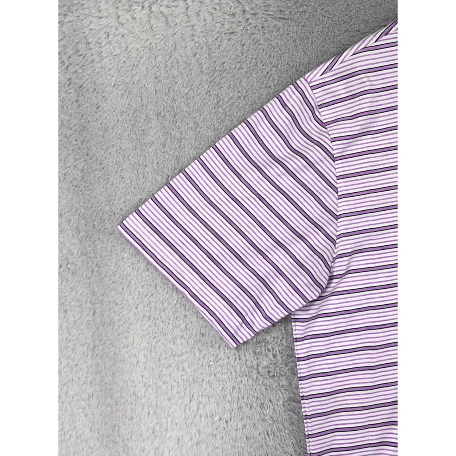 Footjoy FootJoy Polo Shirt Mens Large Purple Stripe 100% Polyester Polo Shirt Golf Outdoor Size US L / EU 52-54 / 3 - 6 Thumbnail