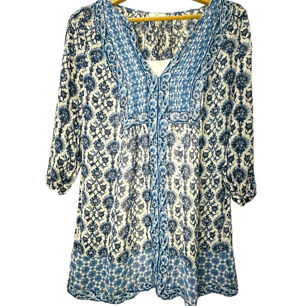 Joie JOIE Demko Blue White Abstract Floral Silk Boho Fully Lined Size XS / US 0-2 / IT 36-38 - 1 Thumbnail