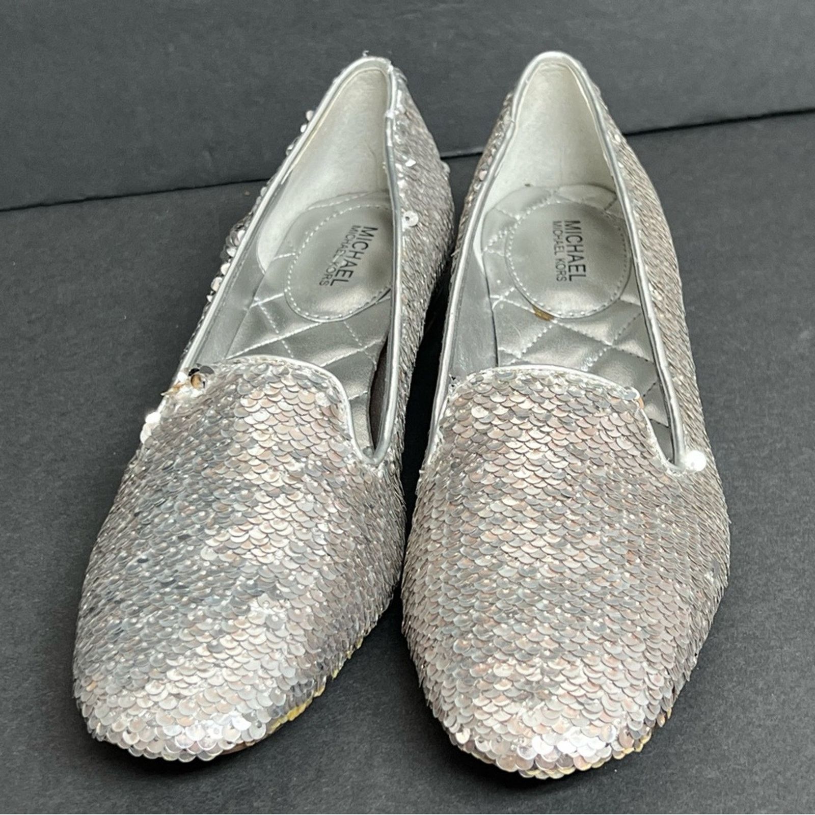 Michael Kors Michael Kors Women's Silver Glitter Slip-On Ballet Flats Size US 8.5 / IT 38.5 - 1 Thumbnail