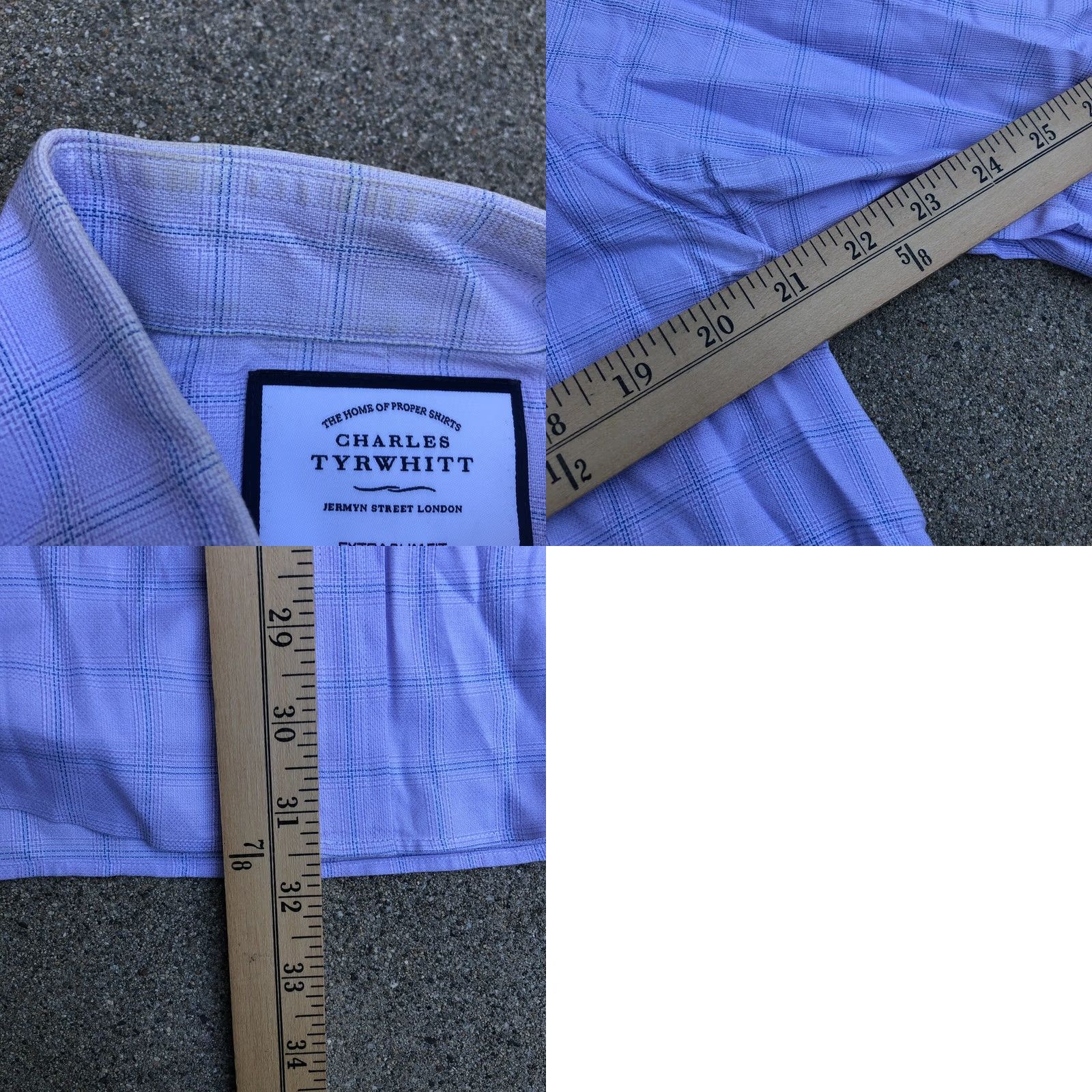 Charles Tyrwhitt Charles Tyrwhitt Dress Shirt Men Extra Slim Purple Plaid 16.5/36 Button Long Sleeve Size 46R - 9 Thumbnail