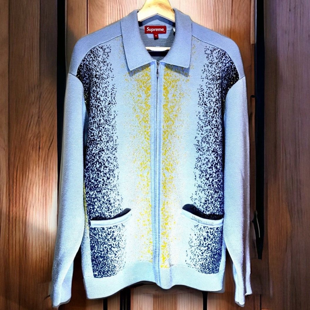 image of Supreme Gradient Stripe Zip Up Cardigan Ss22 in Light Slate, Men's (Size Medium)