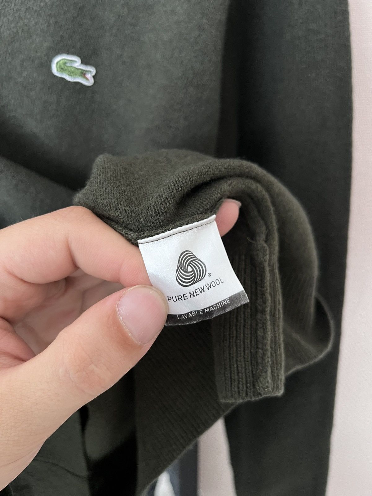 Lacoste Men’s Lacoste V Neck Green New Wool Jumper Sweater Size US XL / EU 56 / 4 - 5 Thumbnail