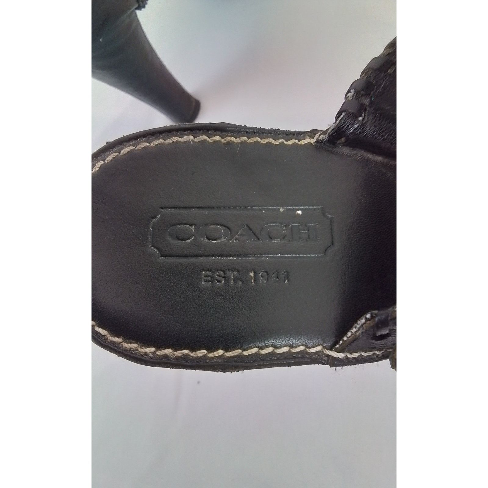 Coach Coach Leather Sandal Heels US 8B Black W/ Stitching & Buckle Size US 8 / IT 38 - 12 Thumbnail