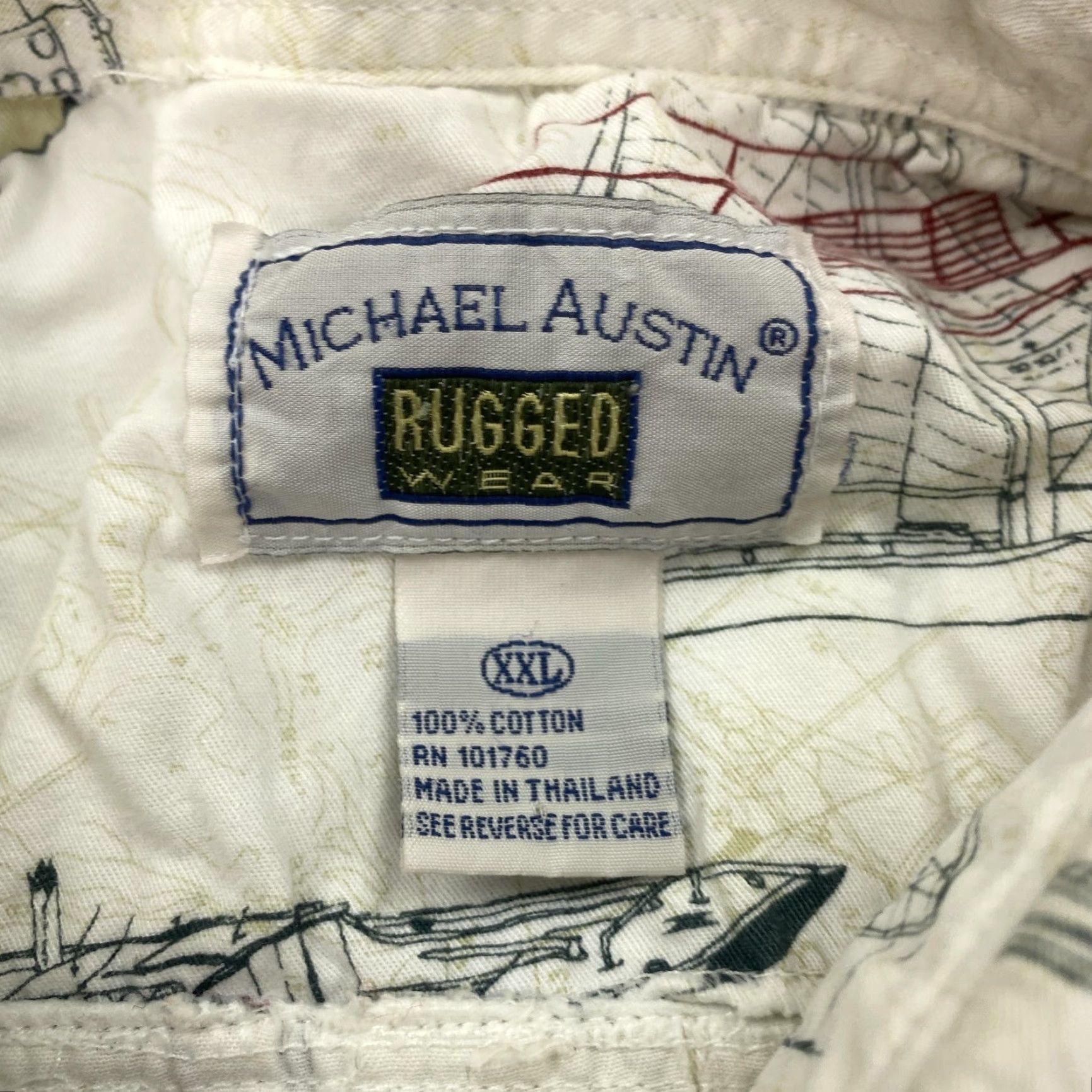 Nautica MICHAEL AUSTIN Nautical Graphic Print Button-Up Shirt Mens 2XL White Short Sleeve Size US XXL / EU 58 / 5 - 5 Thumbnail