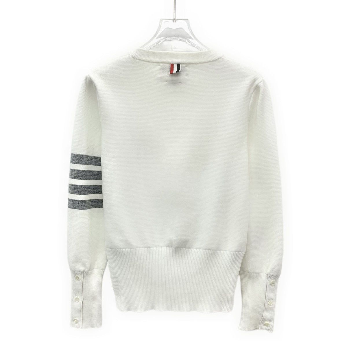 Thom Browne Thom Browne White 4-Bar Long Sleeve Knit Sweater K26WX Size L / US 10 / IT 46 - 2 Thumbnail
