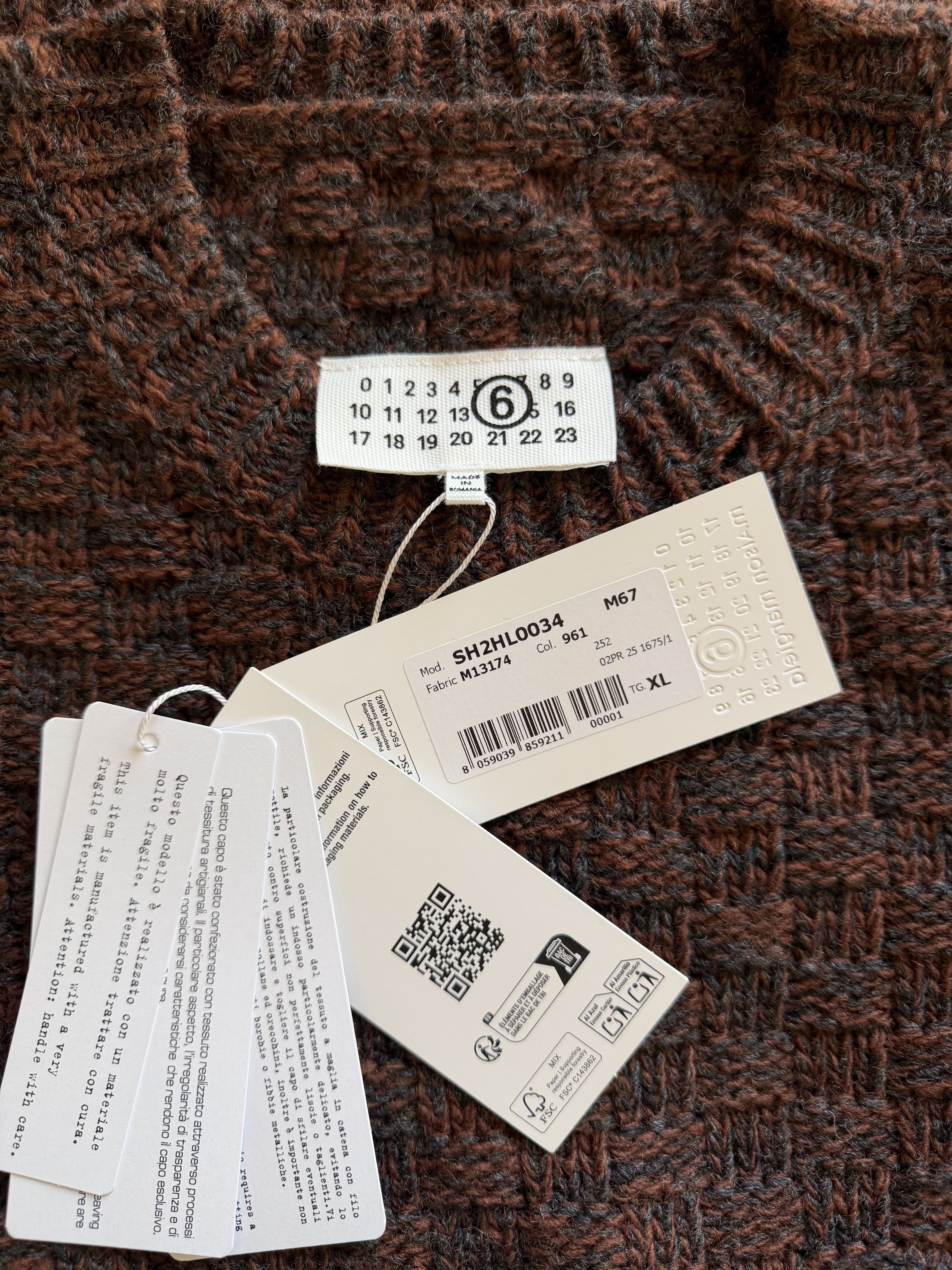 MM6 MM6 Maison Margiela Distressed Wool Sweater in Brown Size US XL / EU 56 / 4 - 9 Thumbnail