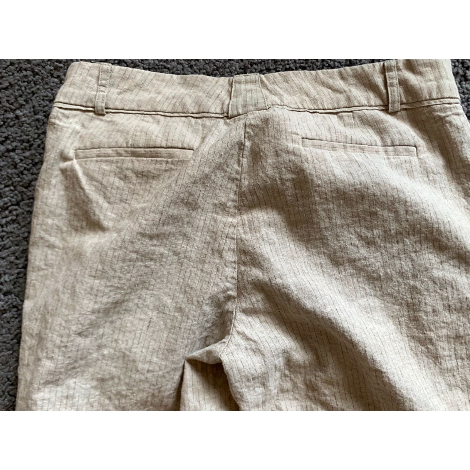Jones New York JONES NEW YORK Women's 10 Beige Striped Linen Capri Cropped Pants, High Rise, Lightweight, Casual, Designer Size 32" / US 10 / IT 46 - 5 Thumbnail