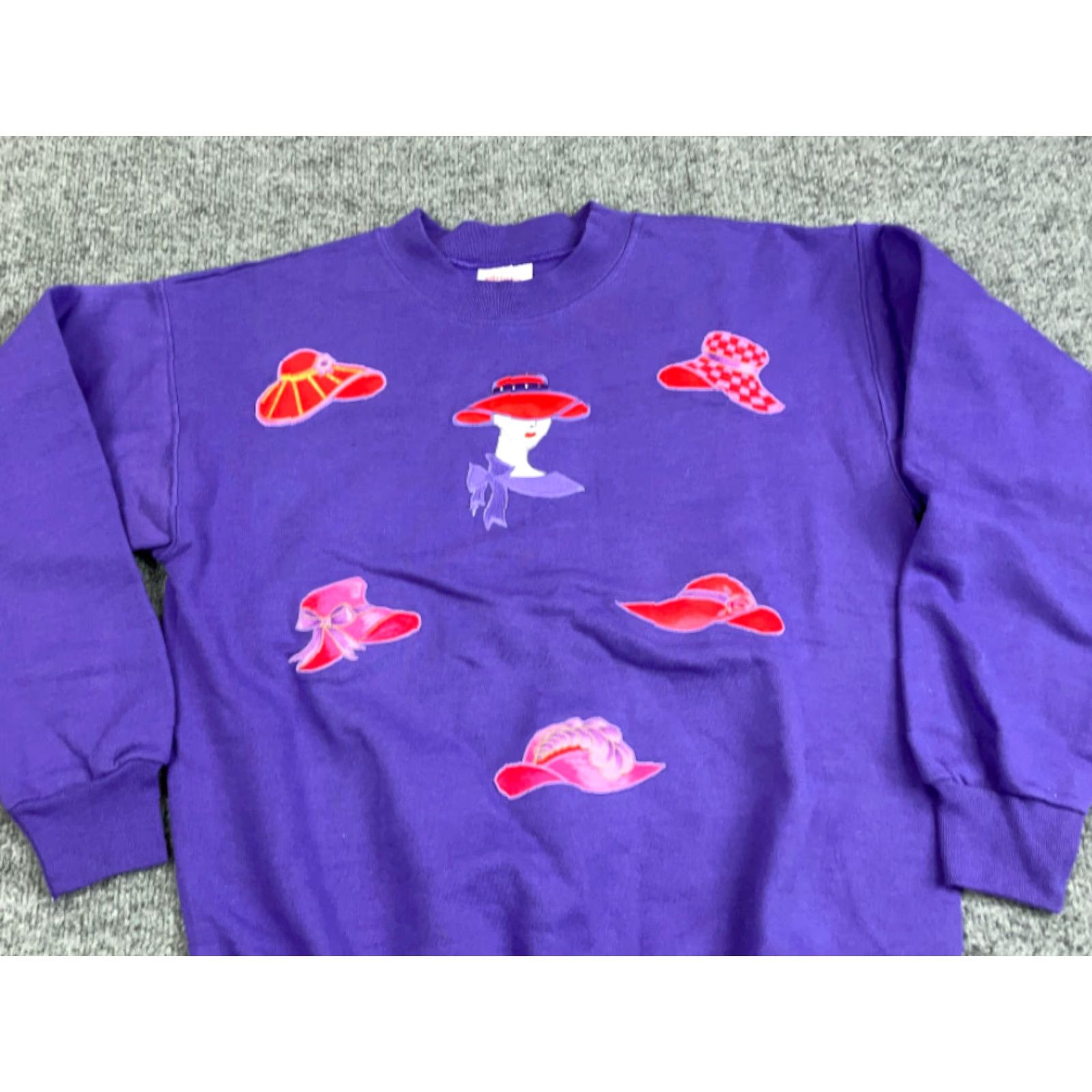 Hanes Hanes Sweatshirt Adult Small Purple Embroidered 90s Retro Graphic Print Women Pullover Crew Neck Size S / US 4 / IT 40 - 3 Thumbnail