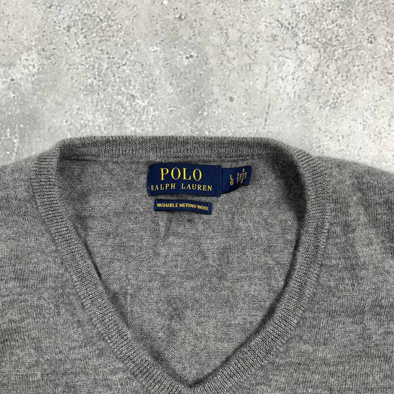 Polo Ralph Lauren Polo Ralph Lauren Washable Merino Wool V-Neck Sweater Gray L Size US L / EU 52-54 / 3 - 4 Thumbnail