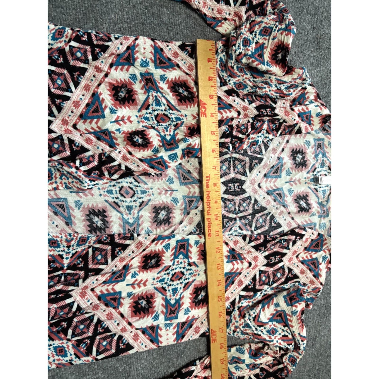 Vintage Xhiliration Kimono Top Womens Medium Open Front Boho Print Fringed Size M / US 6-8 / IT 42-44 - 3 Thumbnail