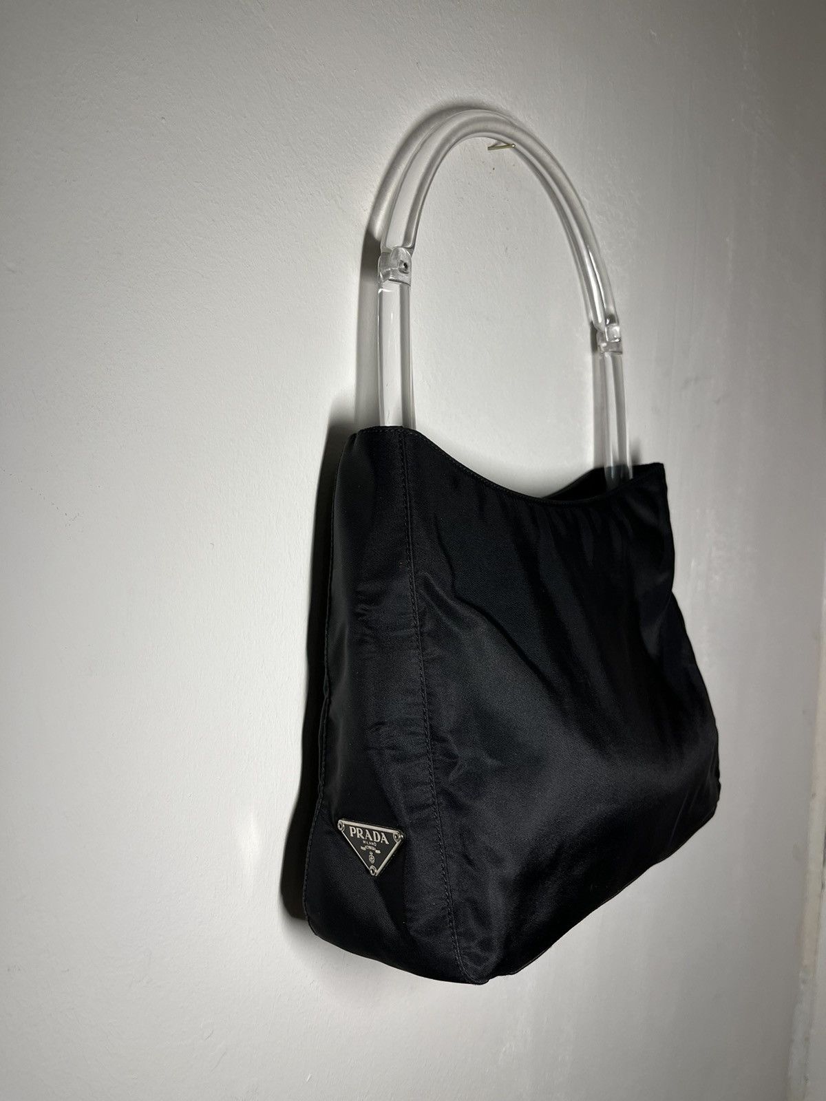 Prada nylon plastic handle handbag