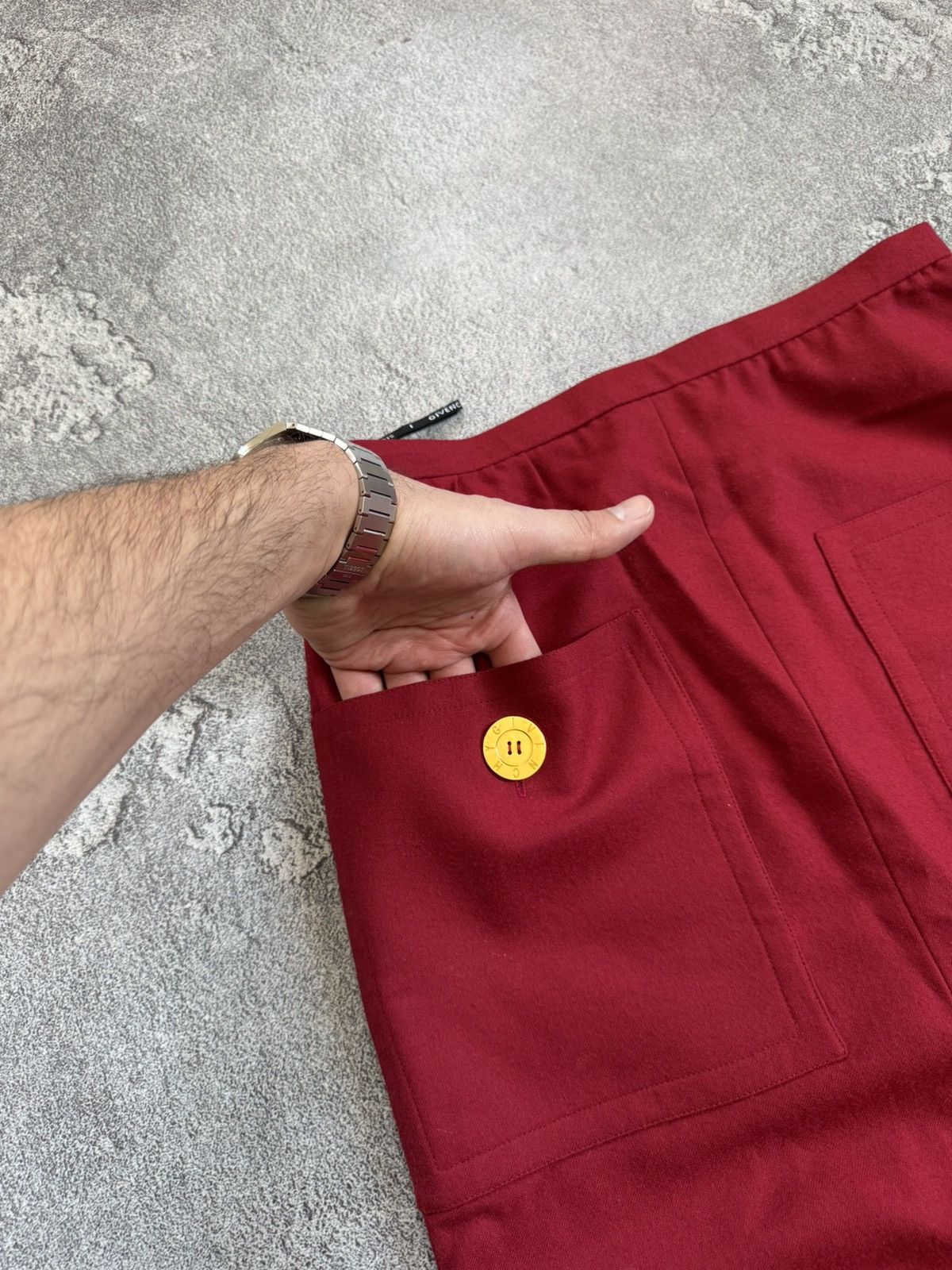 Givenchy Vintage Givenchy Life Paris Red Wool Midi Skirt Back Zip Size 28" / US 6 / IT 42 - 5 Thumbnail