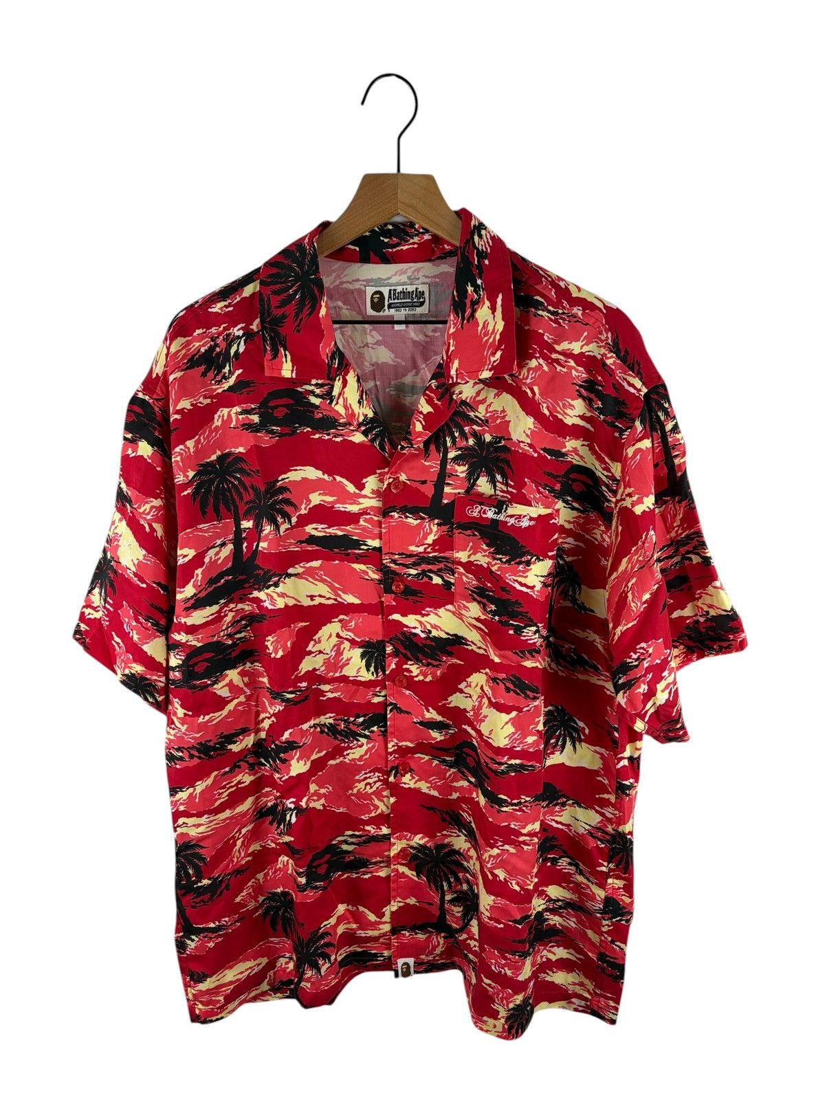 Bape SS25 BAPE Palm Tree Camo Open Collar Pocket SS Shirt Red Size US XL / EU 56 / 4 - 1 Thumbnail