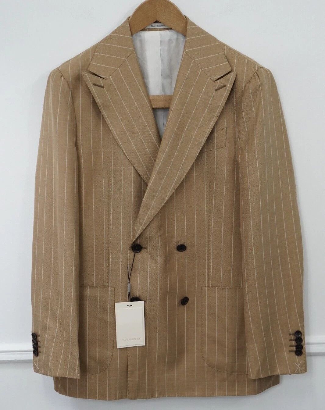 Men Suitsupply Blazer Peak Double Breasted Havana Brown US36