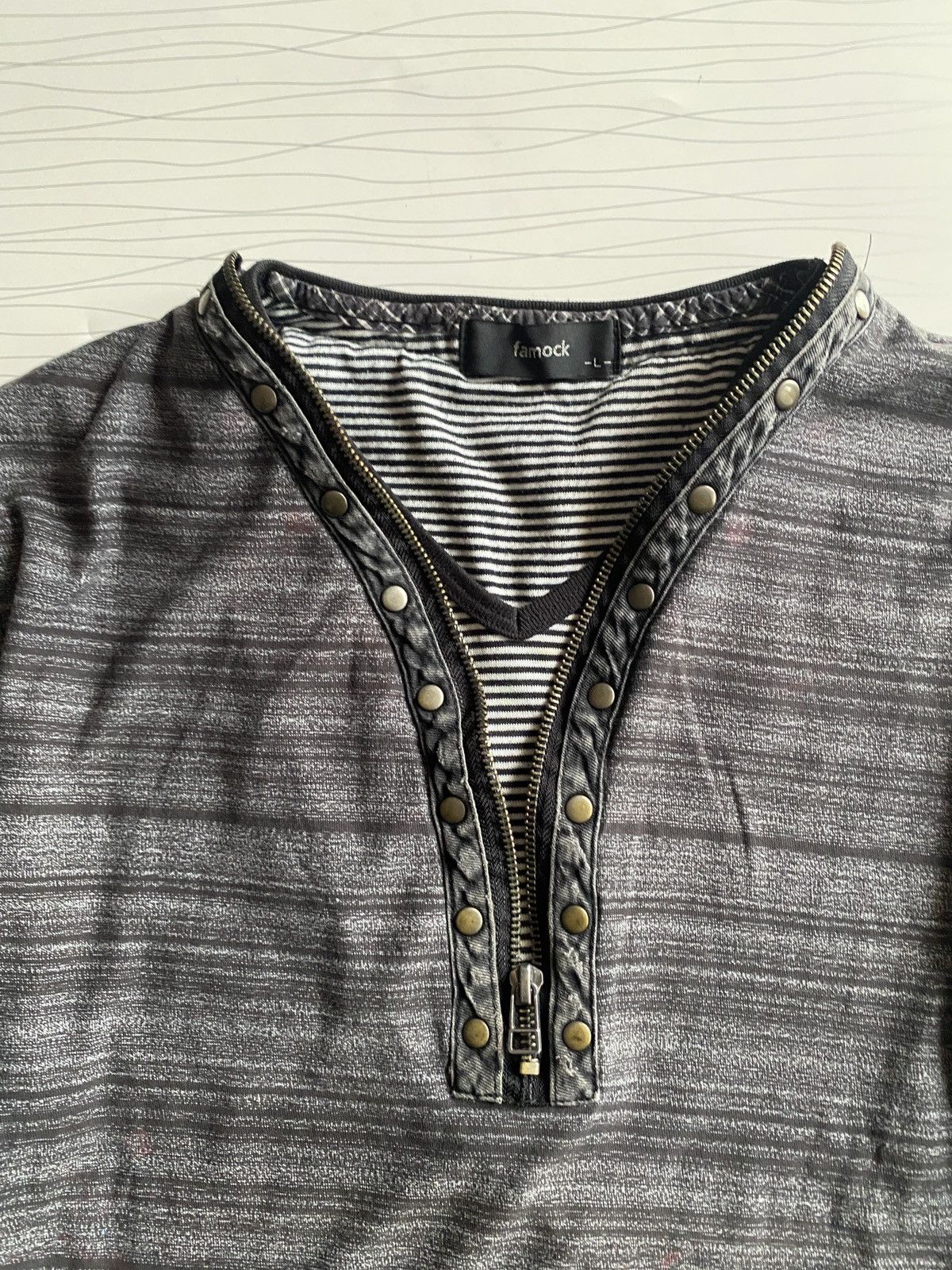 Raf Simons Japanese Famock Studed Zipper Double Layer Tee Size US L / EU 52-54 / 3 - 7 Thumbnail