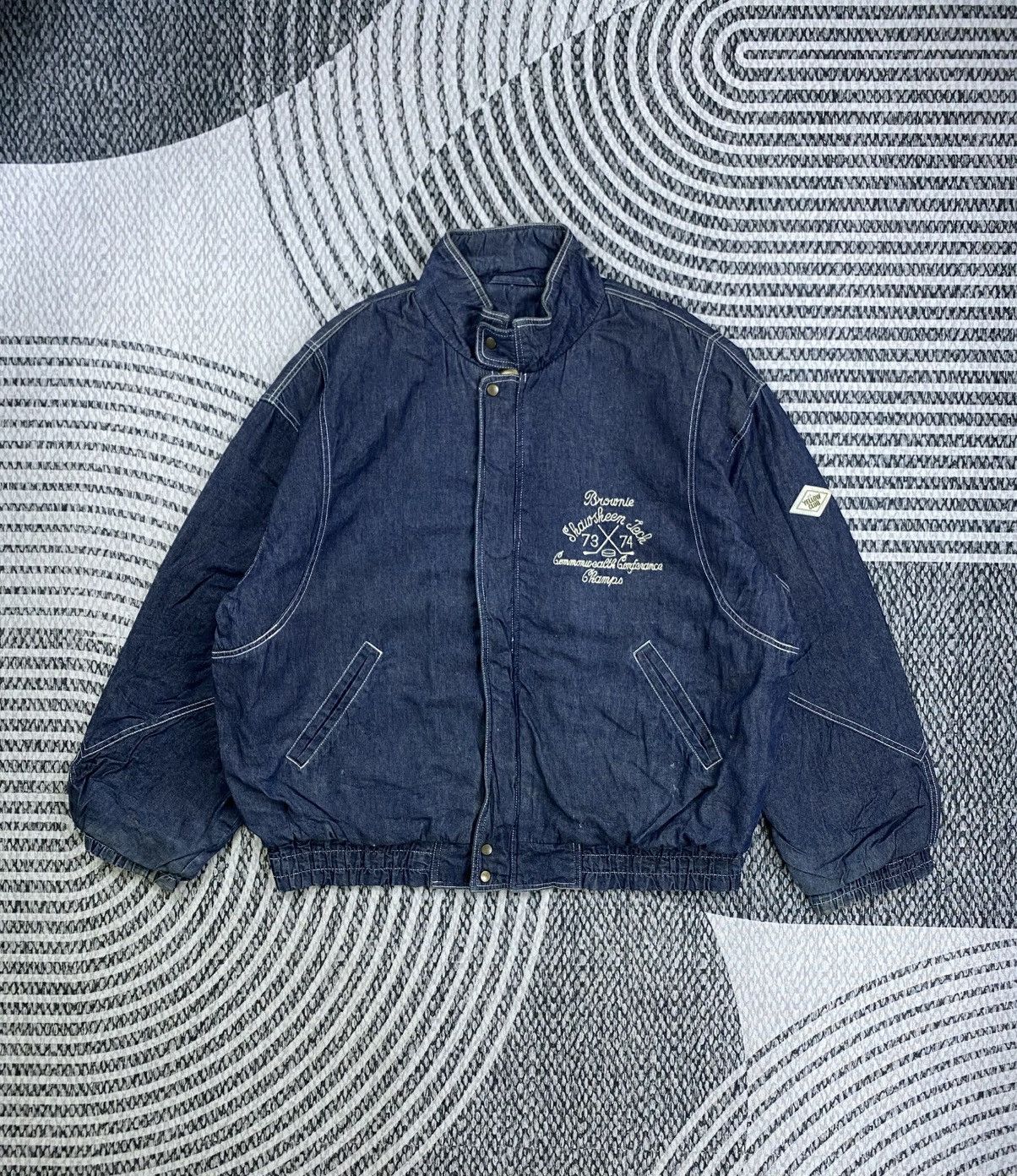 Japanese Brand Vintage Yellow Club Denim Blue Bomber Jacket Size US XXL / EU 58 / 5 - 1 Thumbnail