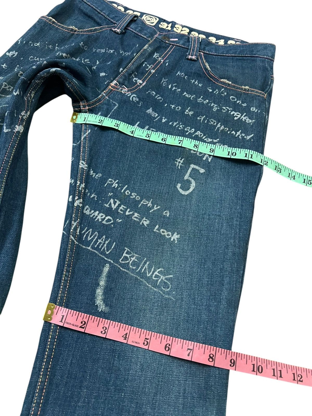 If Six Was Nine × Le Grande Bleu (L.G.B.) JAMGLE JAM JAPAN FLARE DISTRESS JEANS Size US 32 / EU 48 - 16 Thumbnail