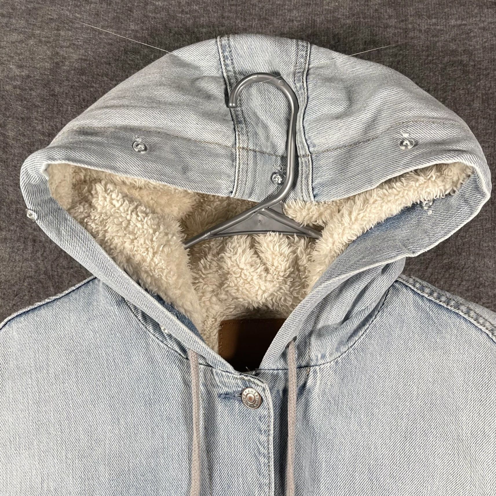 American Eagle Outfitters VINTAGE? No — American Eagle Outfitters Jacket Womens XL Blue Hooded Sherpa Lined Denim Bomber Size XL / US 12-14 / IT 48-50 - 5 Thumbnail