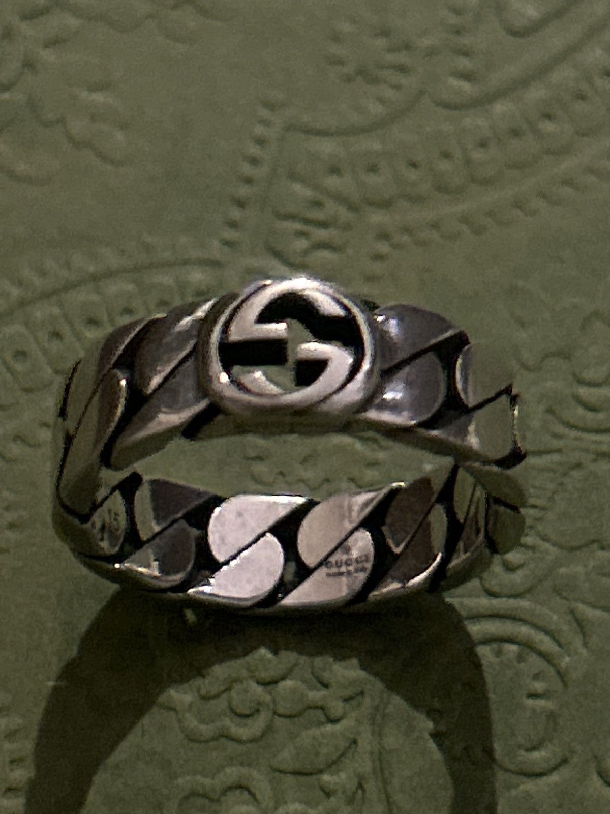 Gucci Gucci Wide Ring Interlocking G Sterling Silver Chain AG 925 Size ONE SIZE - 5 Thumbnail