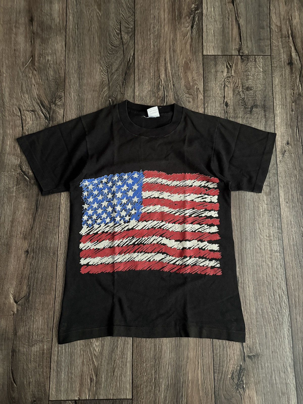 Fruit Of The Loom 90s Made In USA Fruit of the Loom Vintage American Flag Tee Size US S / EU 44-46 / 1 - 1 Thumbnail