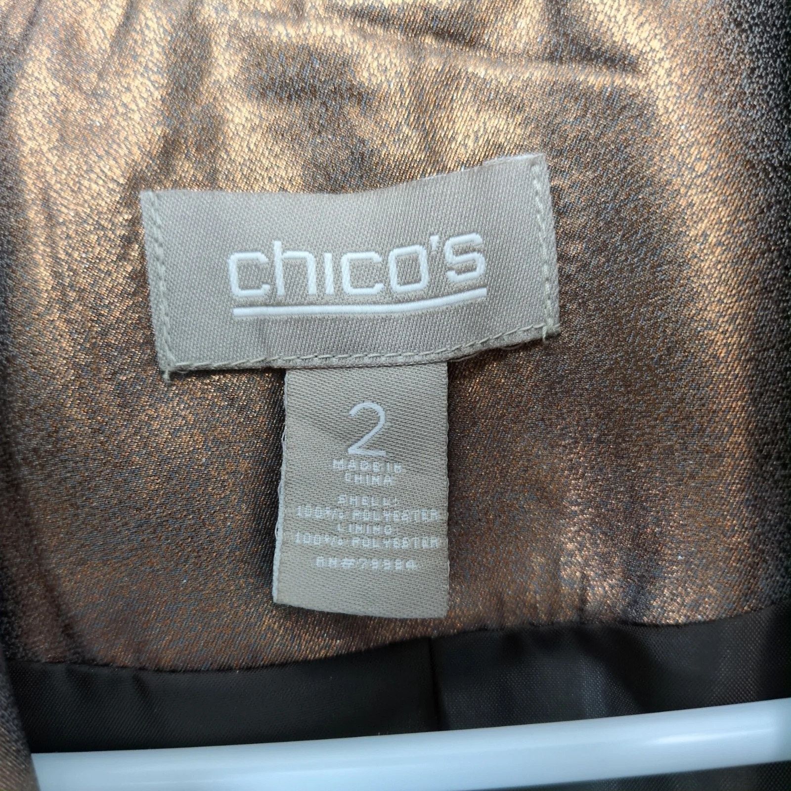 Chicos Chico's Vest Size 2 Womens L/12 Metallic Copper Zip Up Lined Size XL / US 12-14 / IT 48-50 - 5 Thumbnail