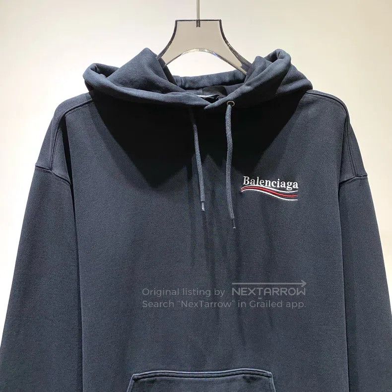 Balenciaga Balenciaga Embroidered Wave Logo Hooded Sweatshirt Size US XL / EU 56 / 4 - 4 Thumbnail