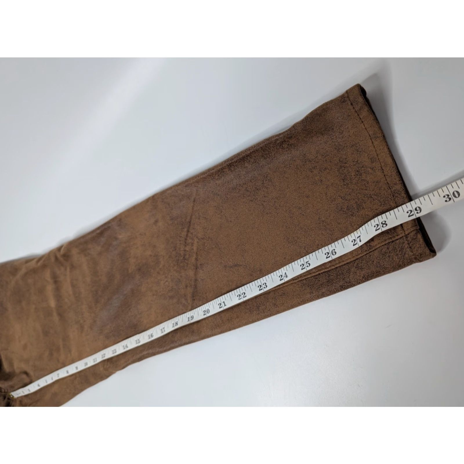 Vintage Chico's Faux-Suede Knit Pants Womens M Brown Slim Skinny Mid Rise Pants Womens Slim M Brown Knit Suede-Style Hook: Button Front Flat Front Pockets Size 32" / US 10 / IT 46 - 5 Thumbnail