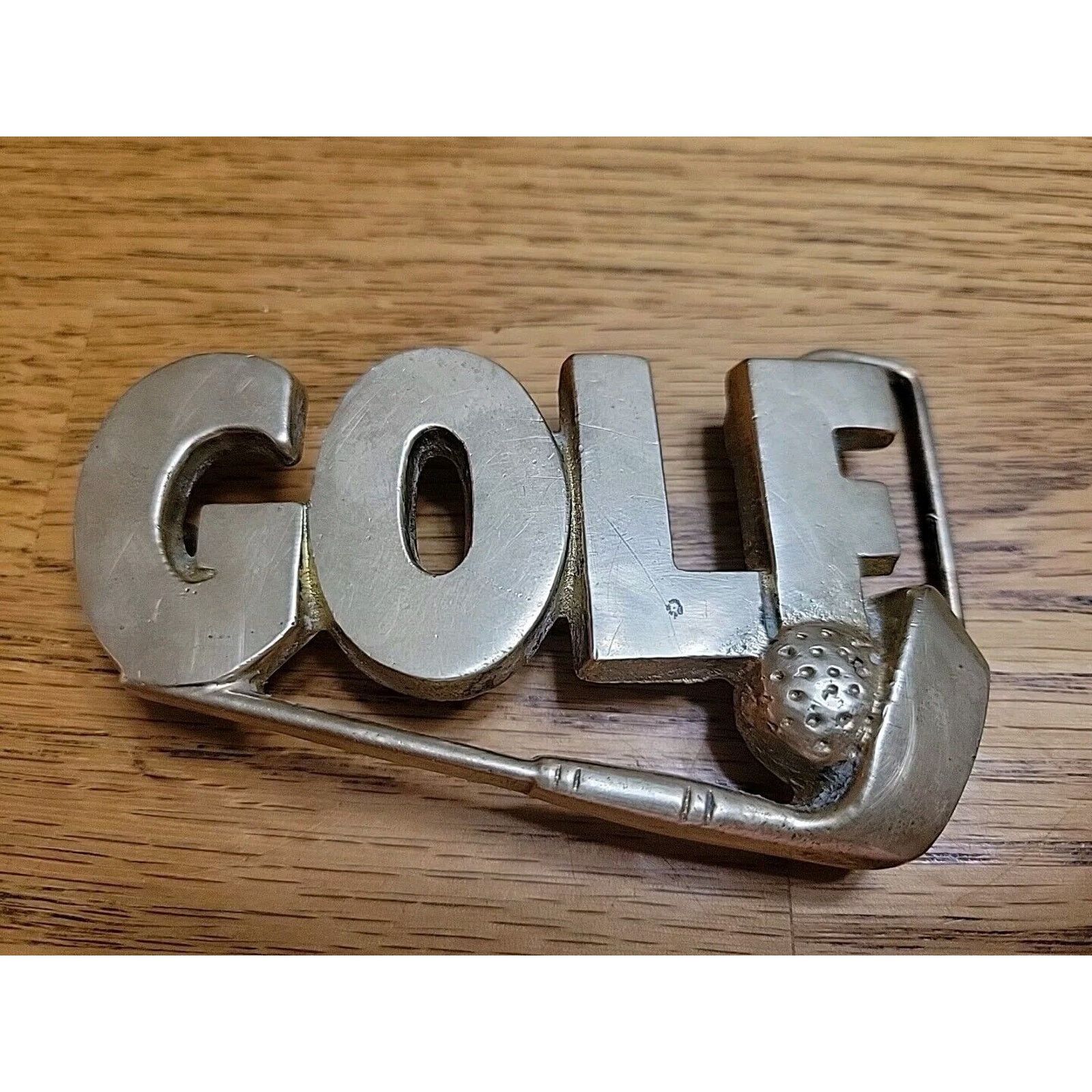 Other 1970'S VINTAGE BRASS CUTOUT GOLF CLUB BALL SOLID BUCKLE Size ONE SIZE - 1 Thumbnail