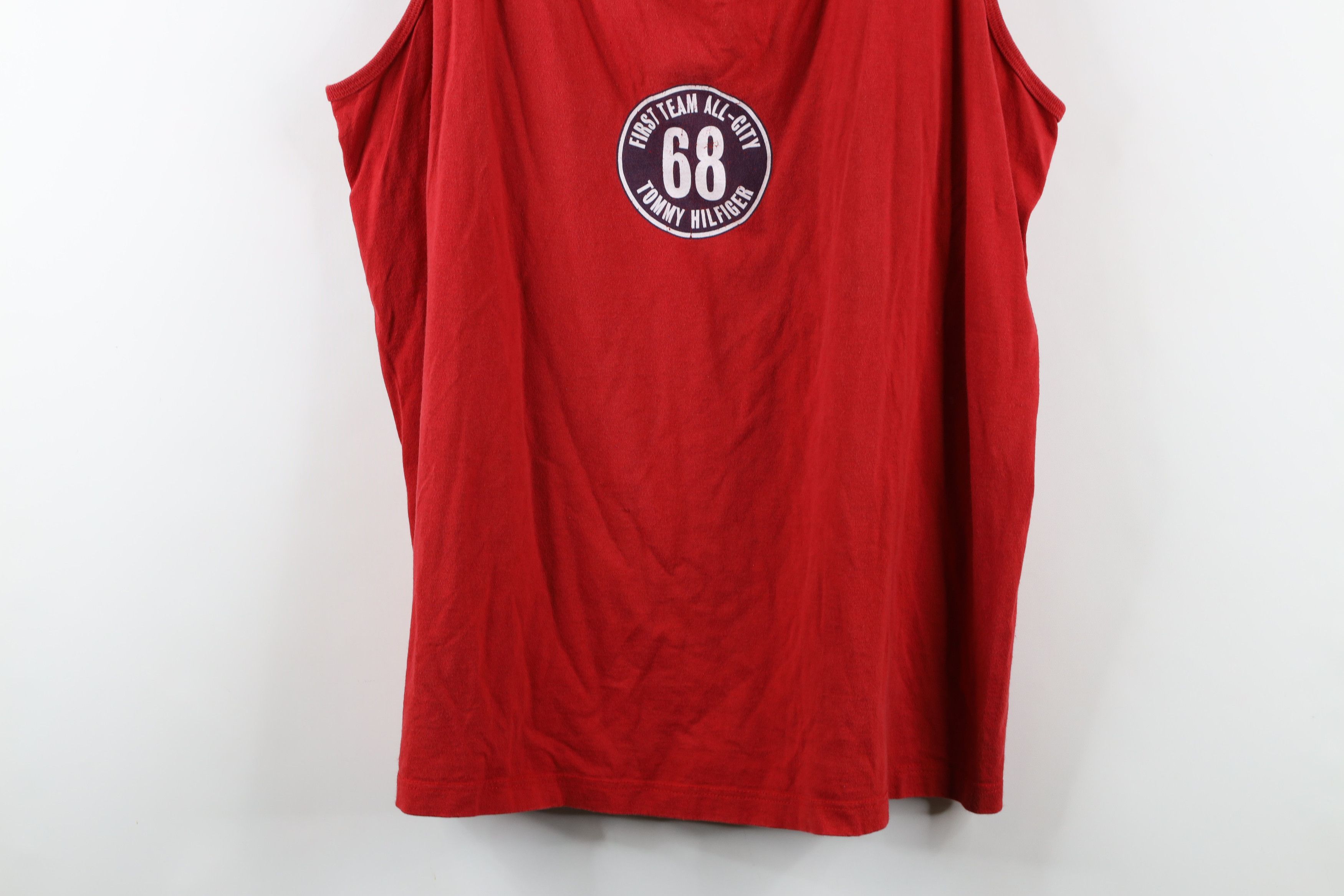 Tommy Hilfiger × Vintage Vintage Y2K 2001 Tommy Hilfiger Spell Tank Top T-Shirt Red Size US XXL / EU 58 / 5 - 3 Thumbnail