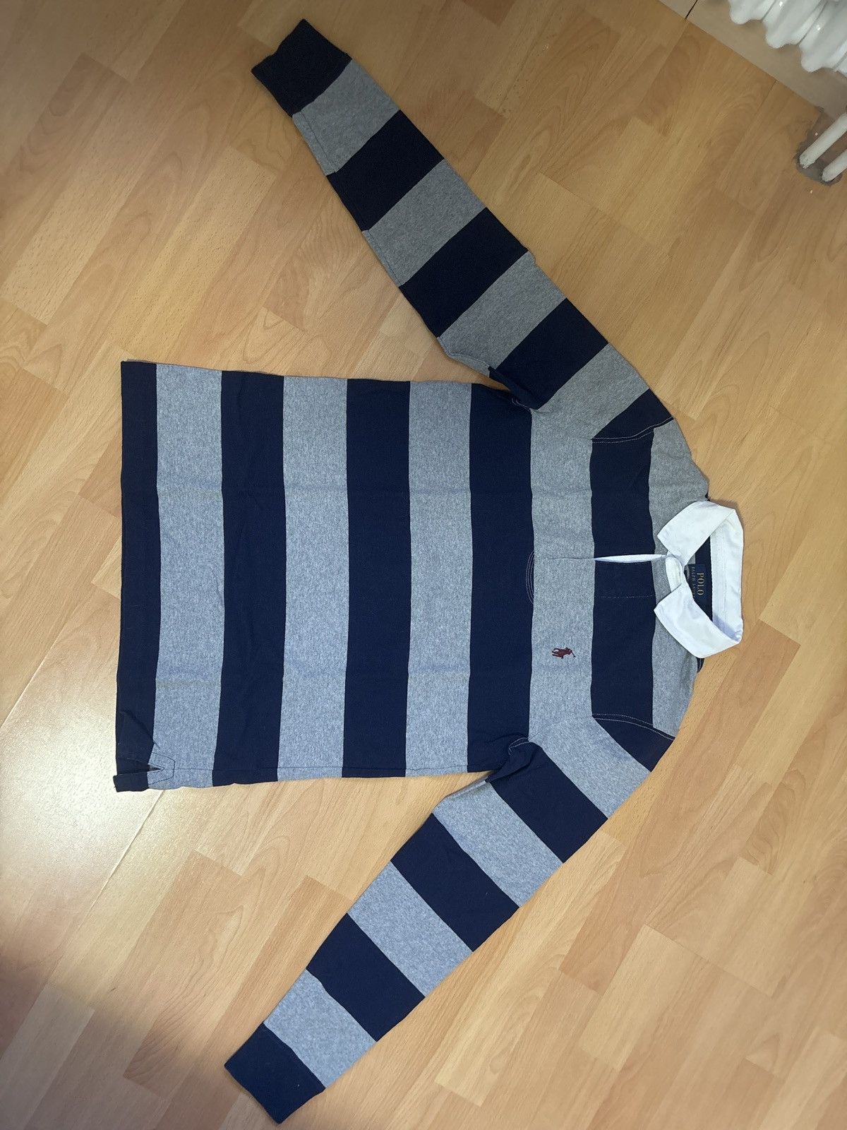 image of Polo Ralph Laurent Long Sleeve Polo-Shirt in Blue Gray, Men's (Size Small)