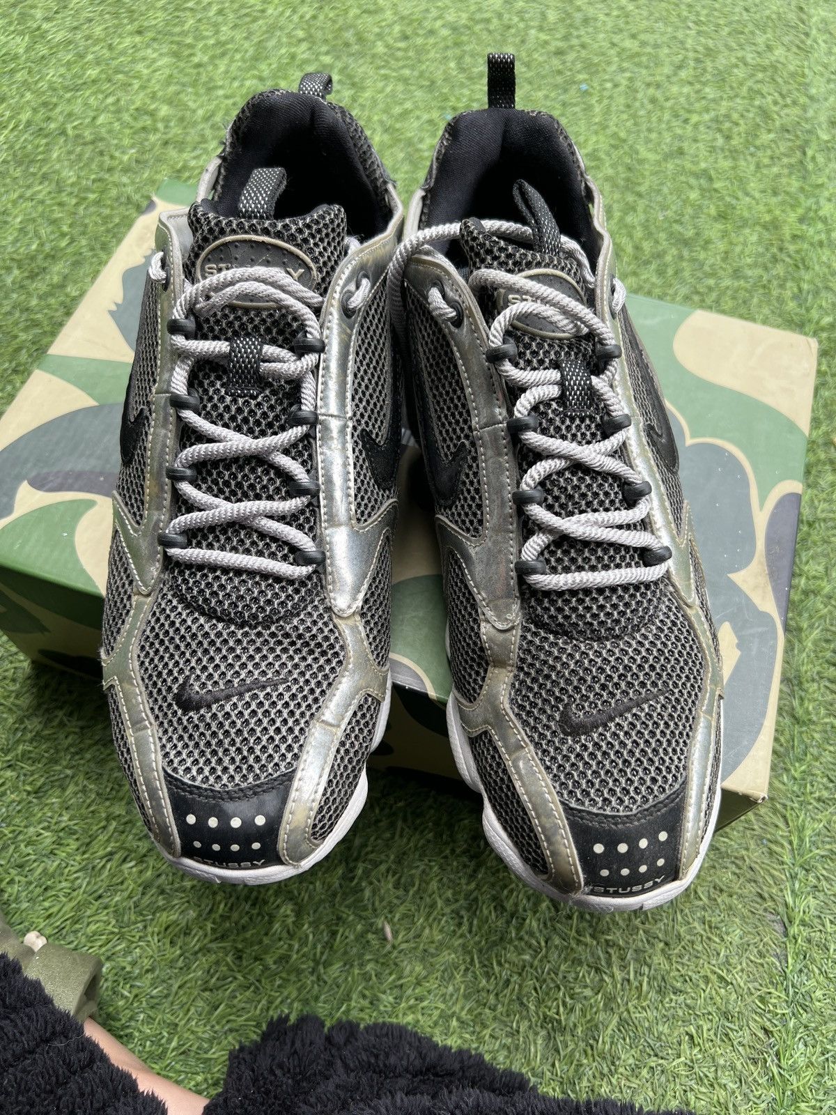 Nike × Stussy Stussy x Nike Air Zoom Spiridon Cage 2 Pure Plati CU1854-001 Size US 11 / EU 44 - 4 Thumbnail
