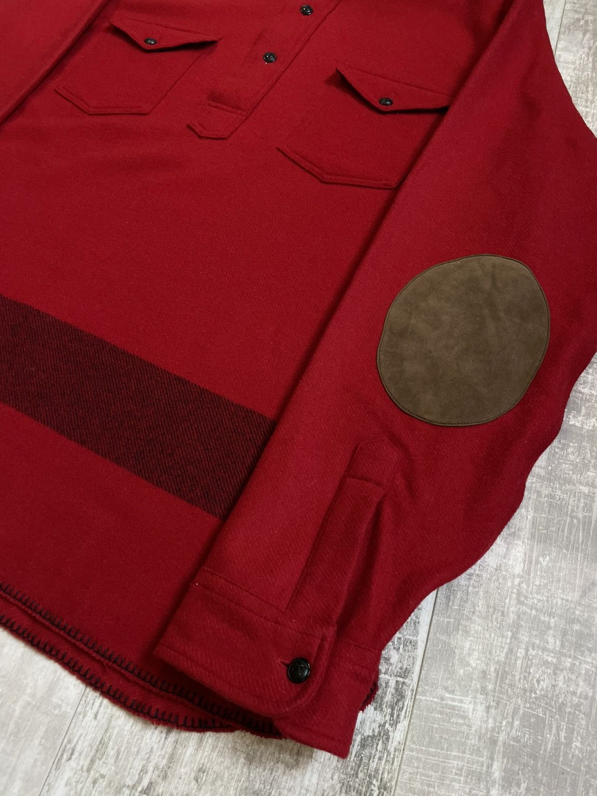 Polo Ralph Lauren Polo Ralph Lauren Wool Overshot Shirt Red Suede RARE Size US XXL / EU 58 / 5 - 5 Thumbnail