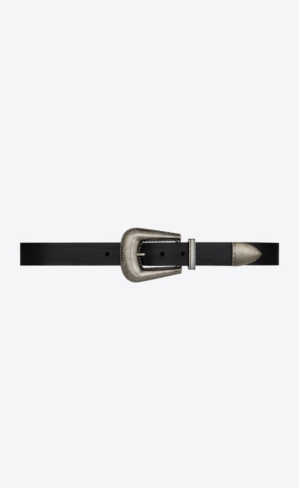 Saint Laurent Paris oc11z0124 Wallet Fork Buckle Wide Belt in Black Size ONE SIZE - 1 Thumbnail