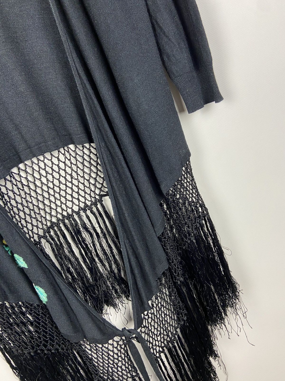 Designer × Kenzo Vintage Kenzo Jeans Silk Knit Fringe Wrap Cardigan Size M / US 6-8 / IT 42-44 - 7 Thumbnail