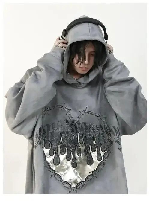 Fashion Heart Pattern Printed Hooded
