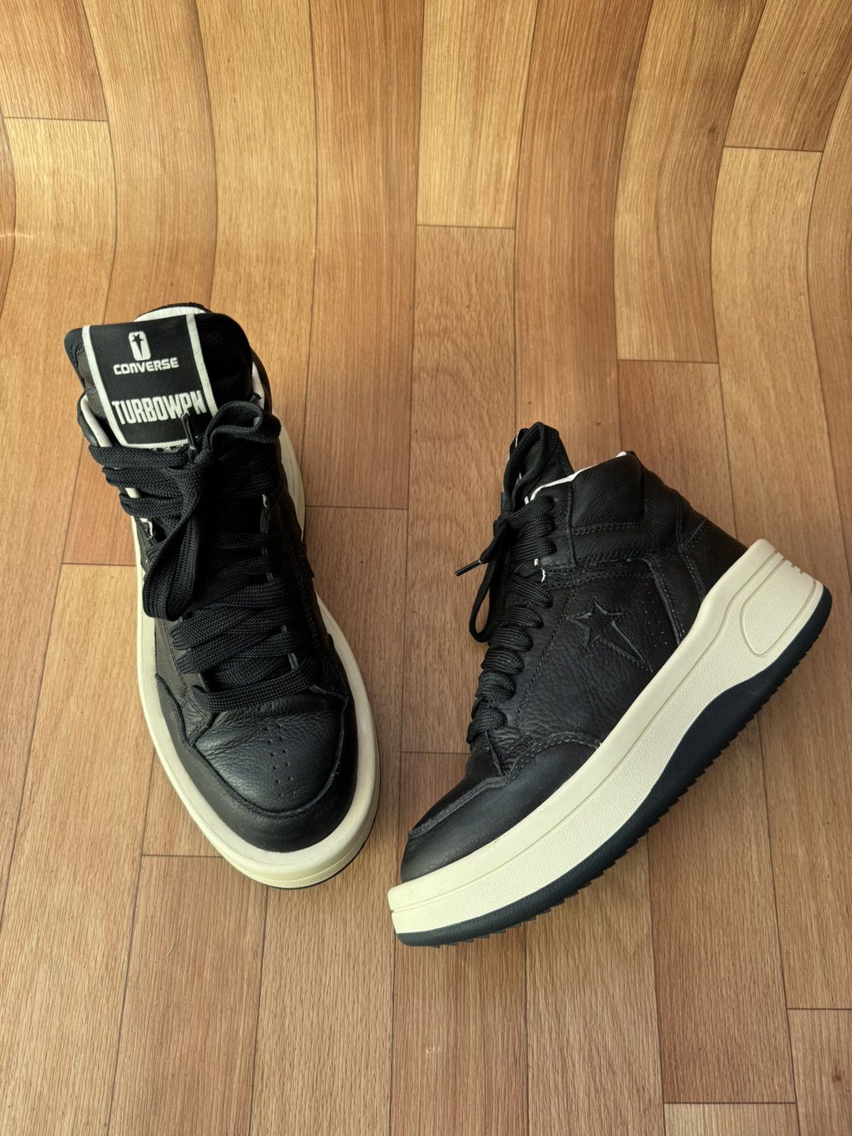 Converse × Rick Owens Drkshdw Turbowpn black cloud sneakers Size US 8.5 / IT 38.5 - 4 Thumbnail