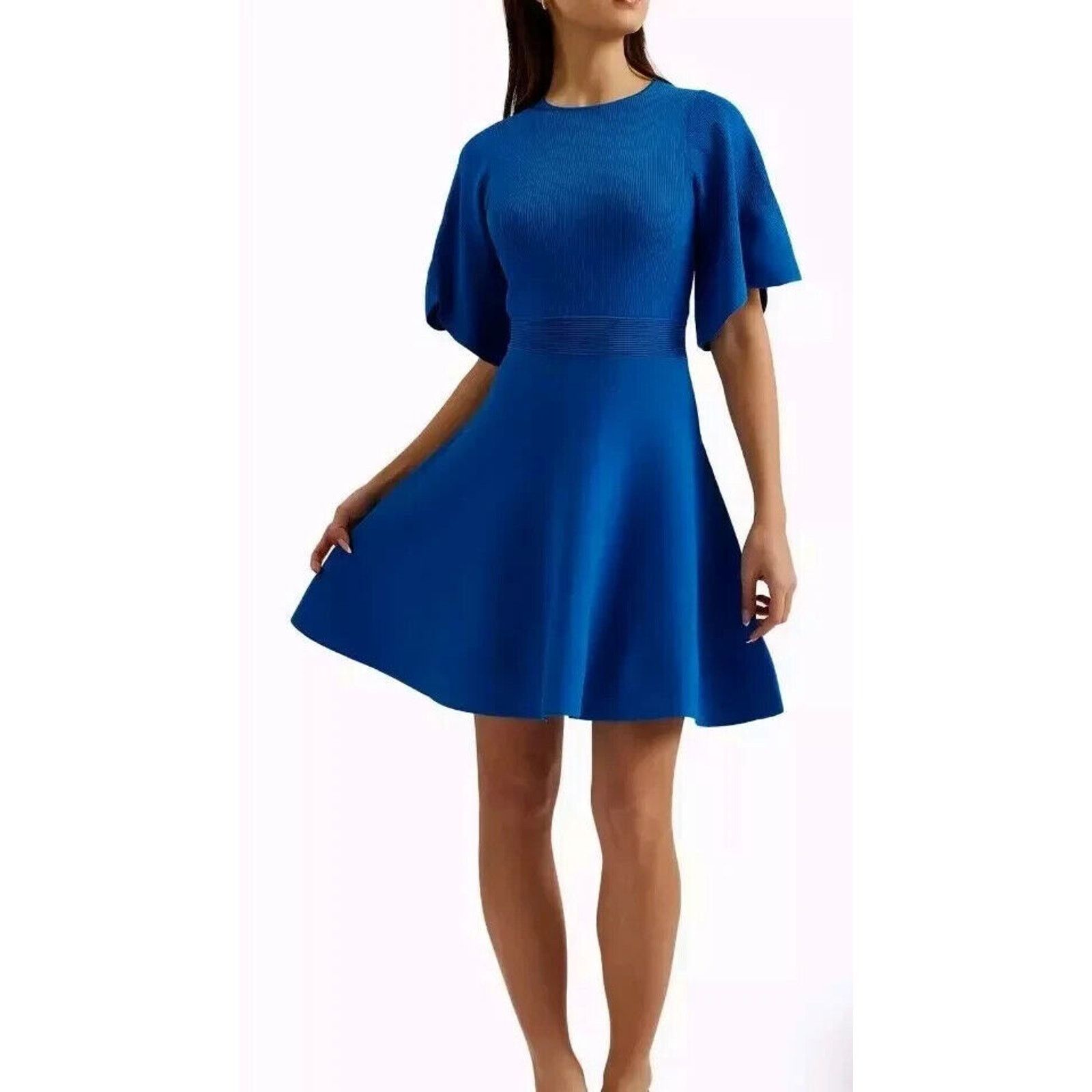 Ted Baker NEW TED BAKER Olivia Knit Rib Skater Dress BLUE | Grailed