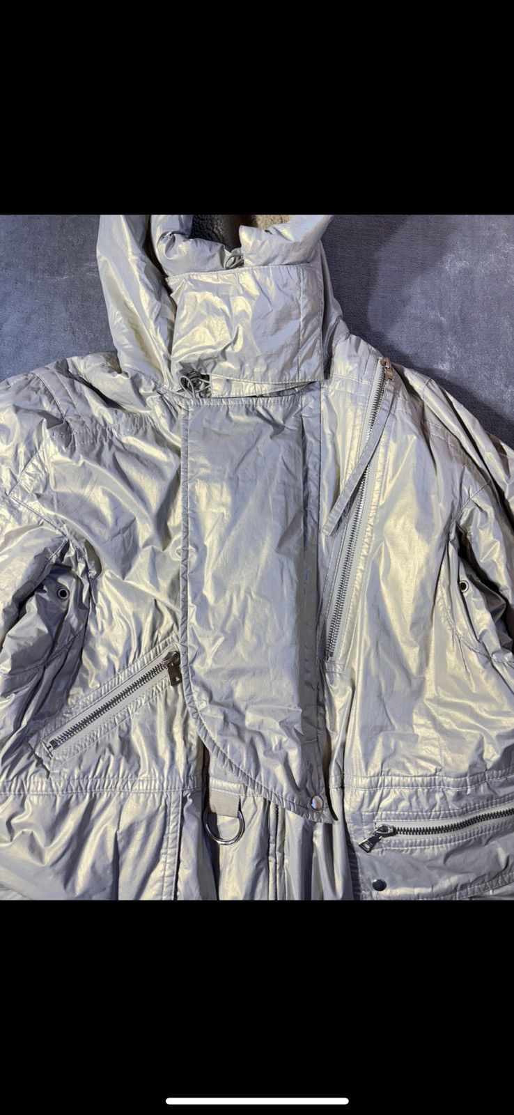 Prada Prada Silver Astro Moto Puffer Coat Size US M / EU 48-50 / 2 - 14 Thumbnail